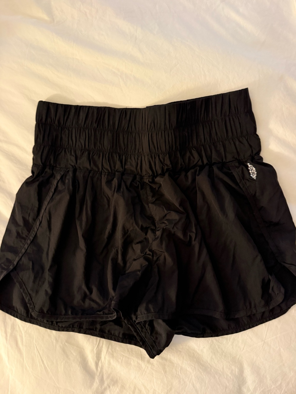 FP Movement by Free People Smocked Waist Black Athletic Shorts